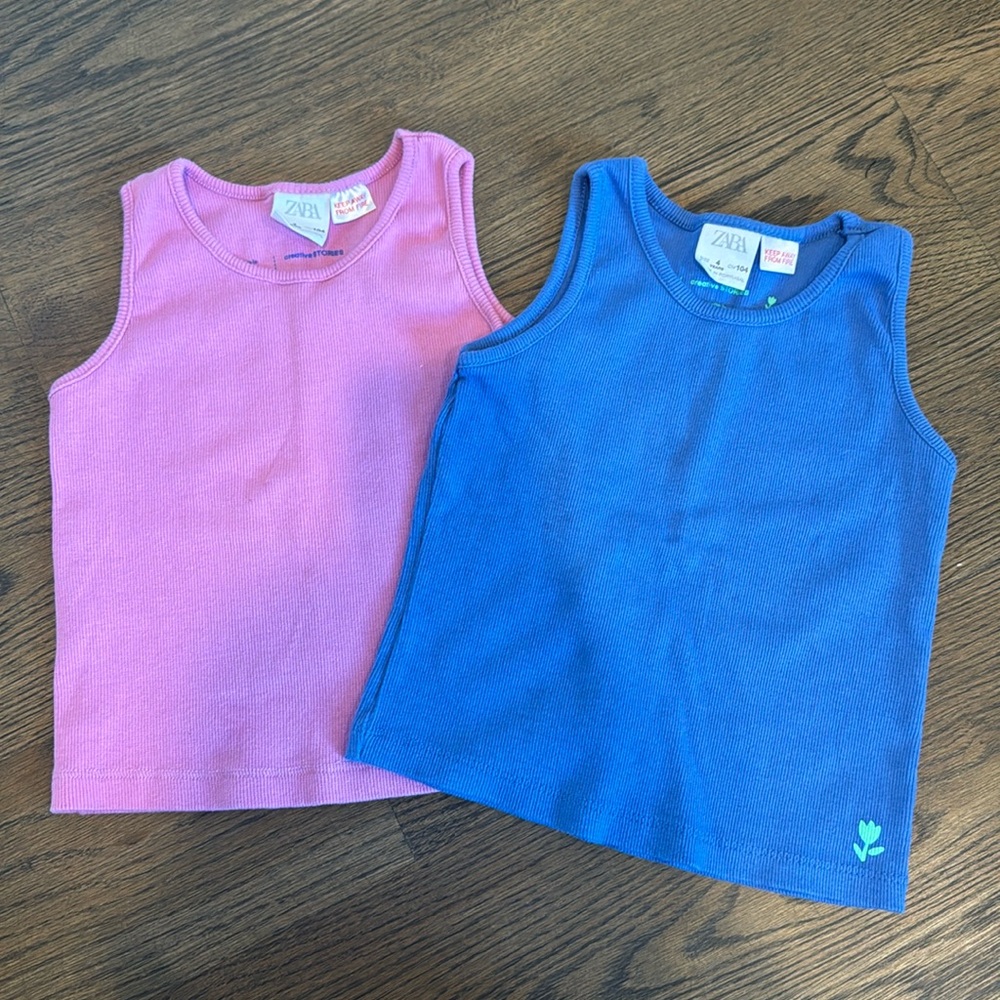 Zara Blue and Pink Tank Tops.